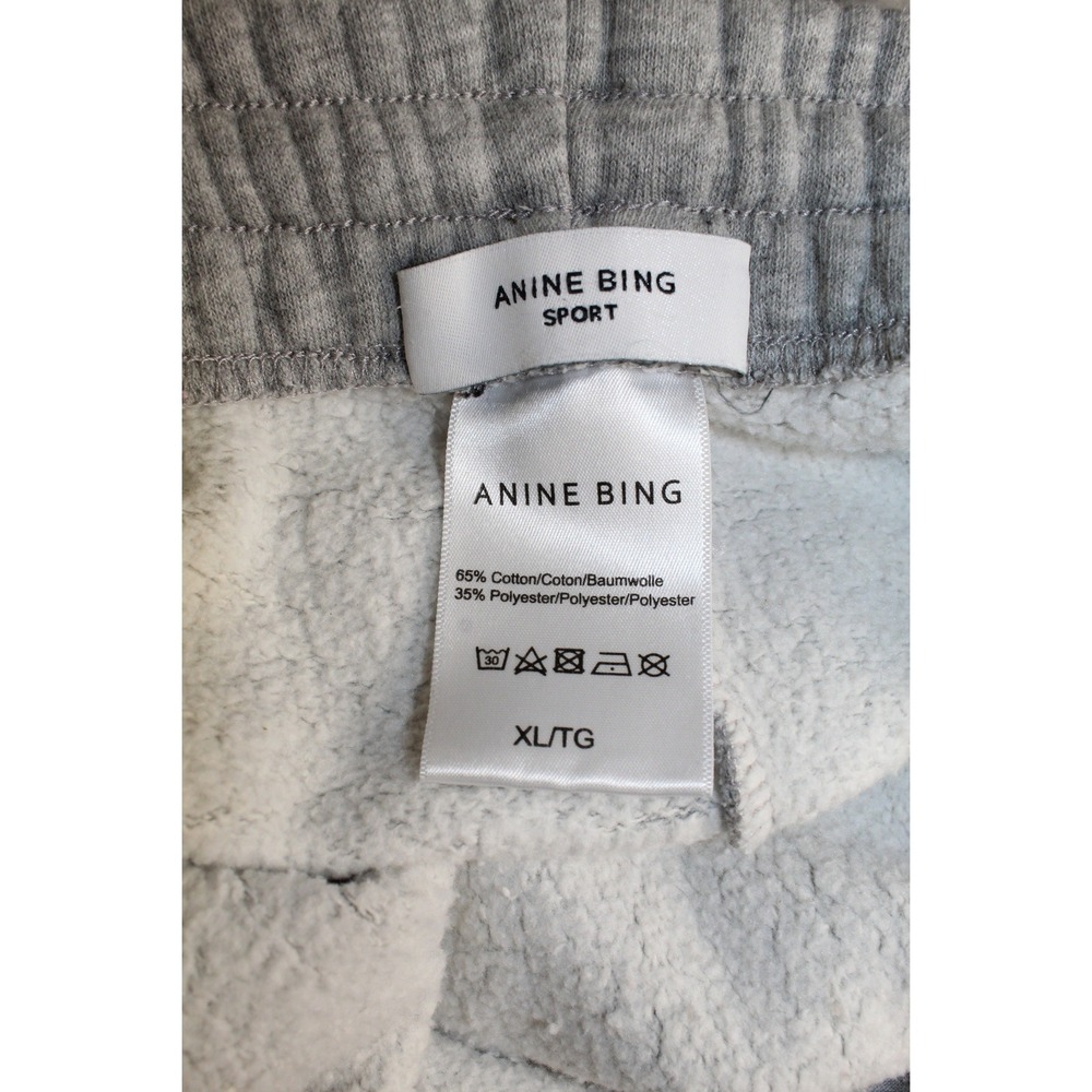 Anine Bing Karter Sweatpants Gray Women's XL Cotton Fleece‎ Relaxed Logo Slouchy - Picture 5 of 7